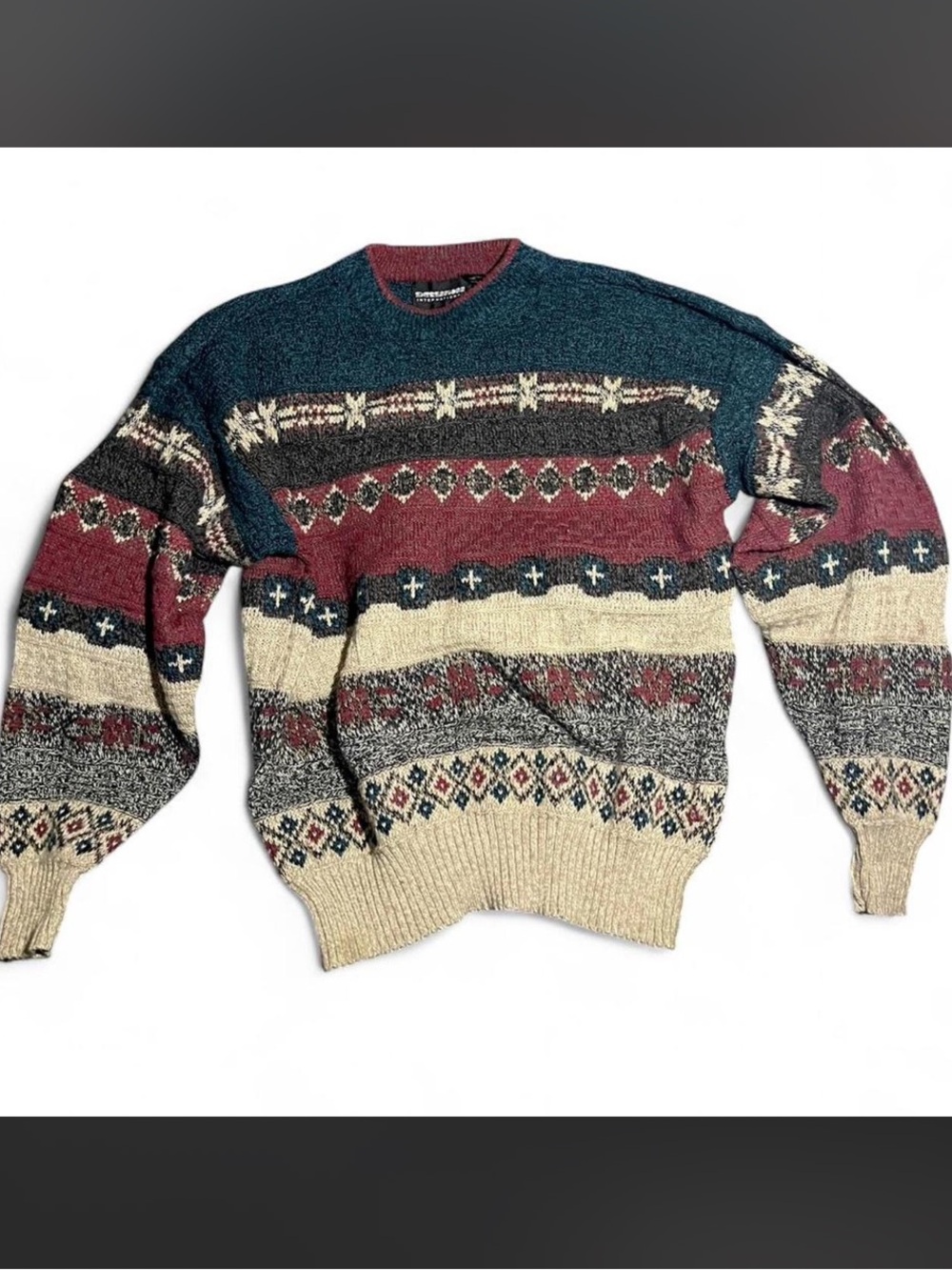 Vintage Expressions
International Geometric
Sweater Large Grandpa style 90s